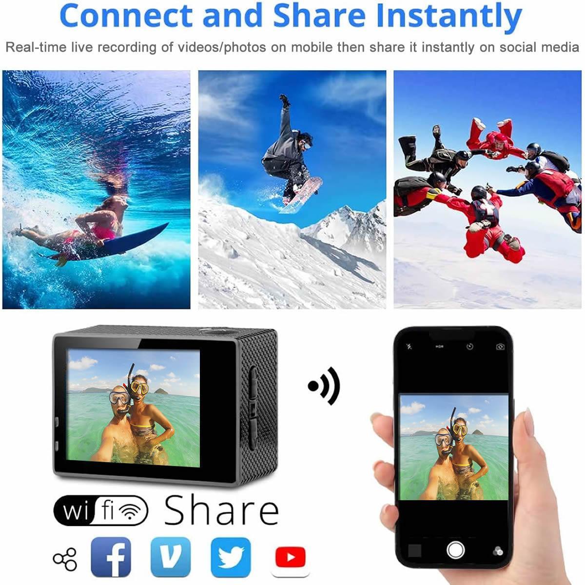 4K Waterproof All Digital UHD WiFi Camera + RF Remote And Accessories - Dealslust