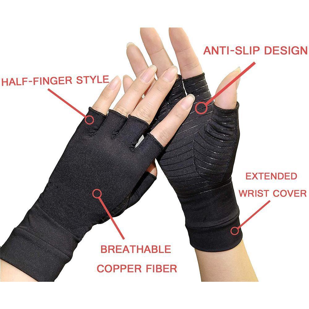 Compression Arthritis Glove Unisex Joint Pain Relief Half Finger Brace - Dealslust