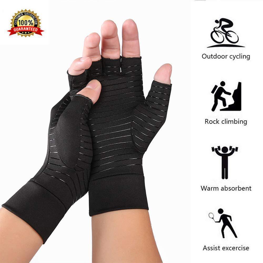 Compression Arthritis Glove Unisex Joint Pain Relief Half Finger Brace - Dealslust