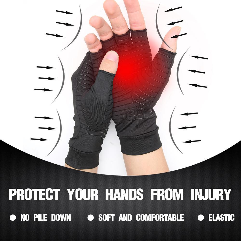 Compression Arthritis Glove Unisex Joint Pain Relief Half Finger Brace - Dealslust