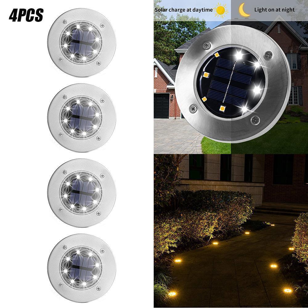 4/8 LEDs Solar Powered Buried Light Outdoor Pathway Garden Decking - Dealslust