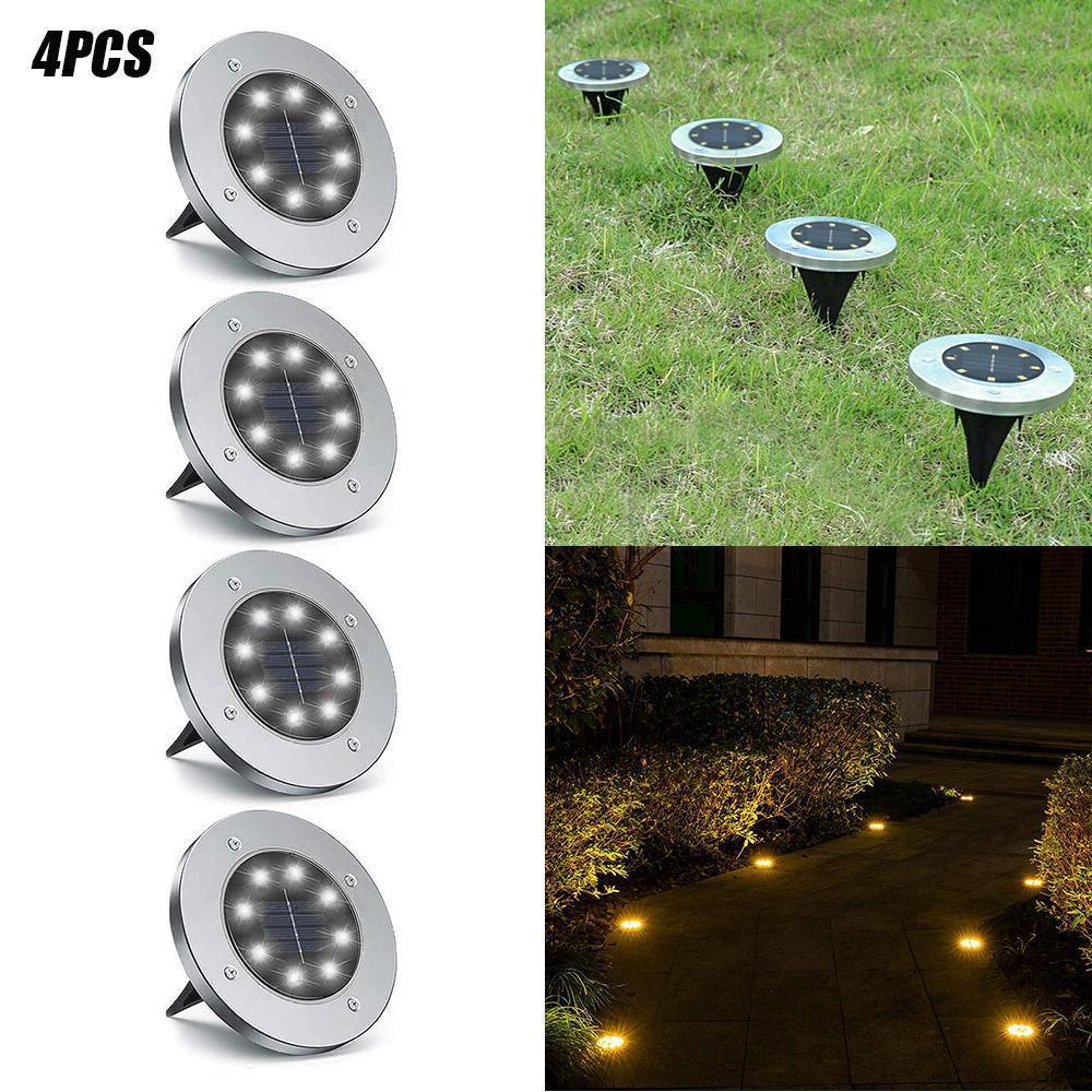 4/8 LEDs Solar Powered Buried Light Outdoor Pathway Garden Decking - Dealslust
