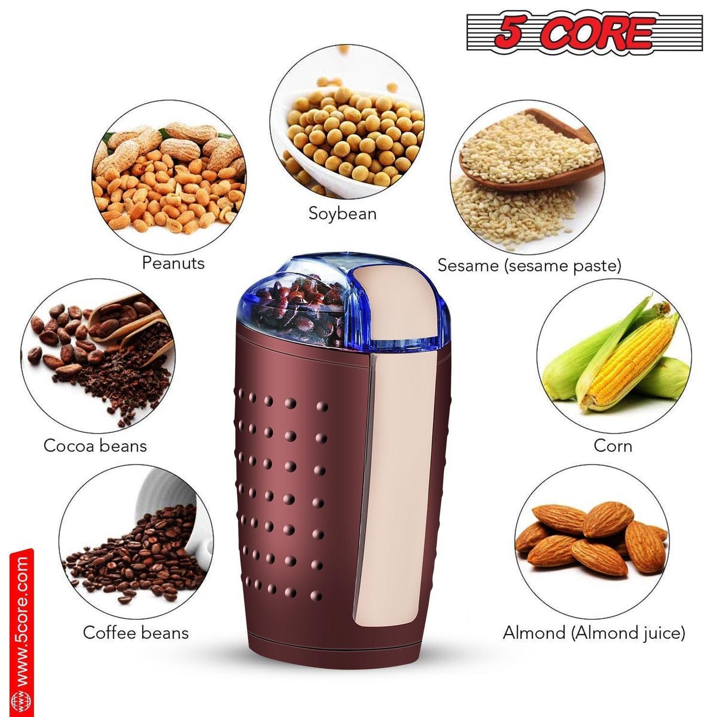 5 Core Coffee Grinder 85 Gram Capacity 150W Electric Bean Spice - Dealslust