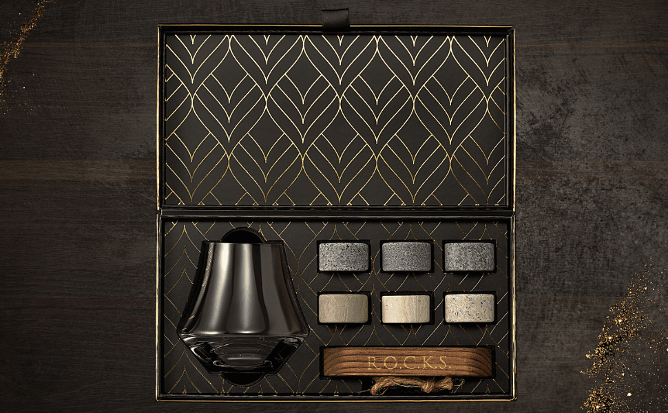 Whiskey Stones & Crystal Nosing Tasting Glass Gift Set - Dealslust