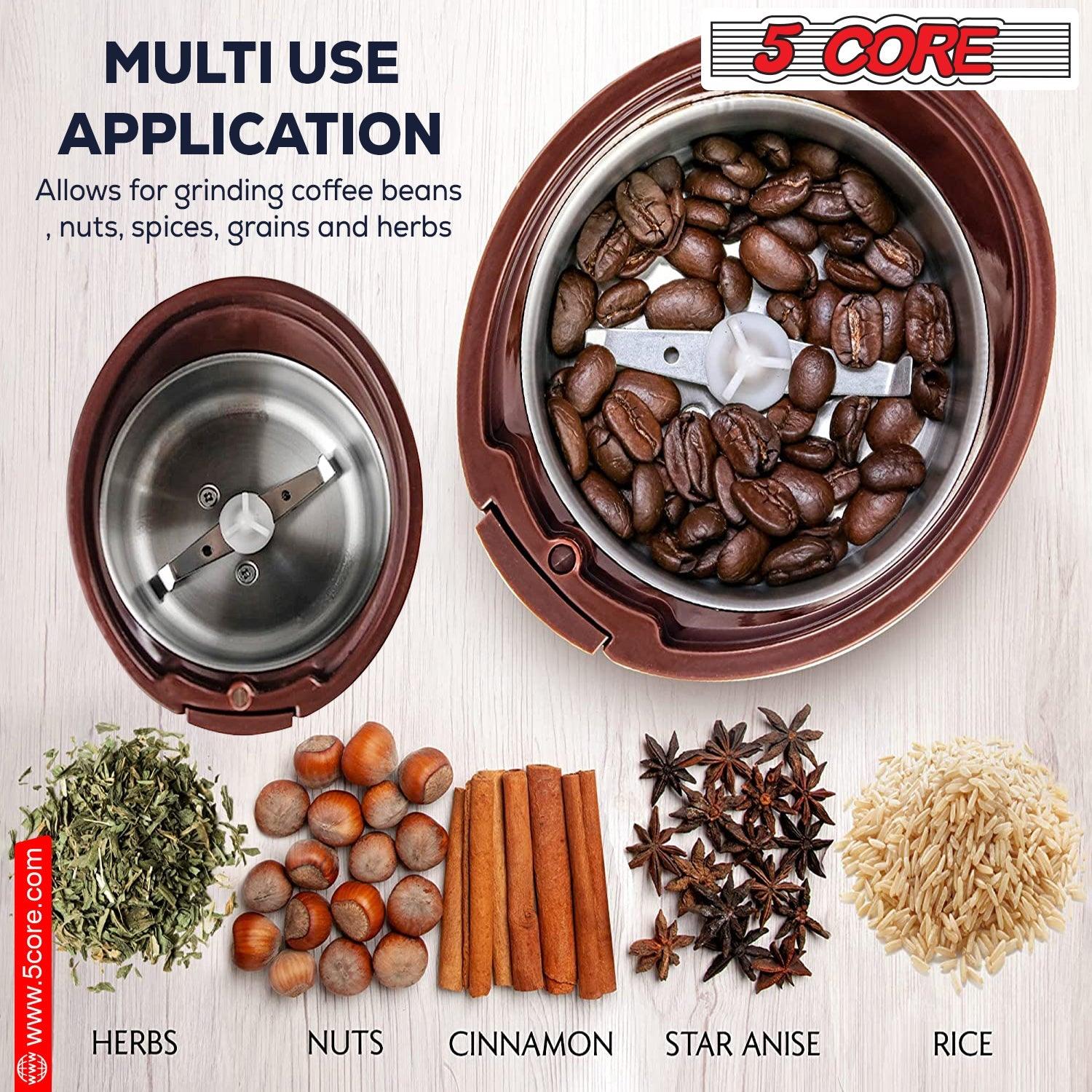 5 Core Coffee Grinder 85 Gram Capacity 150W Electric Bean Spice - Dealslust