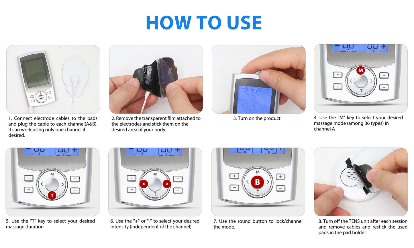 36 Models Dual Channel TENS EMS Unit Muscle Stimulator for Pain Relief - Dealslust