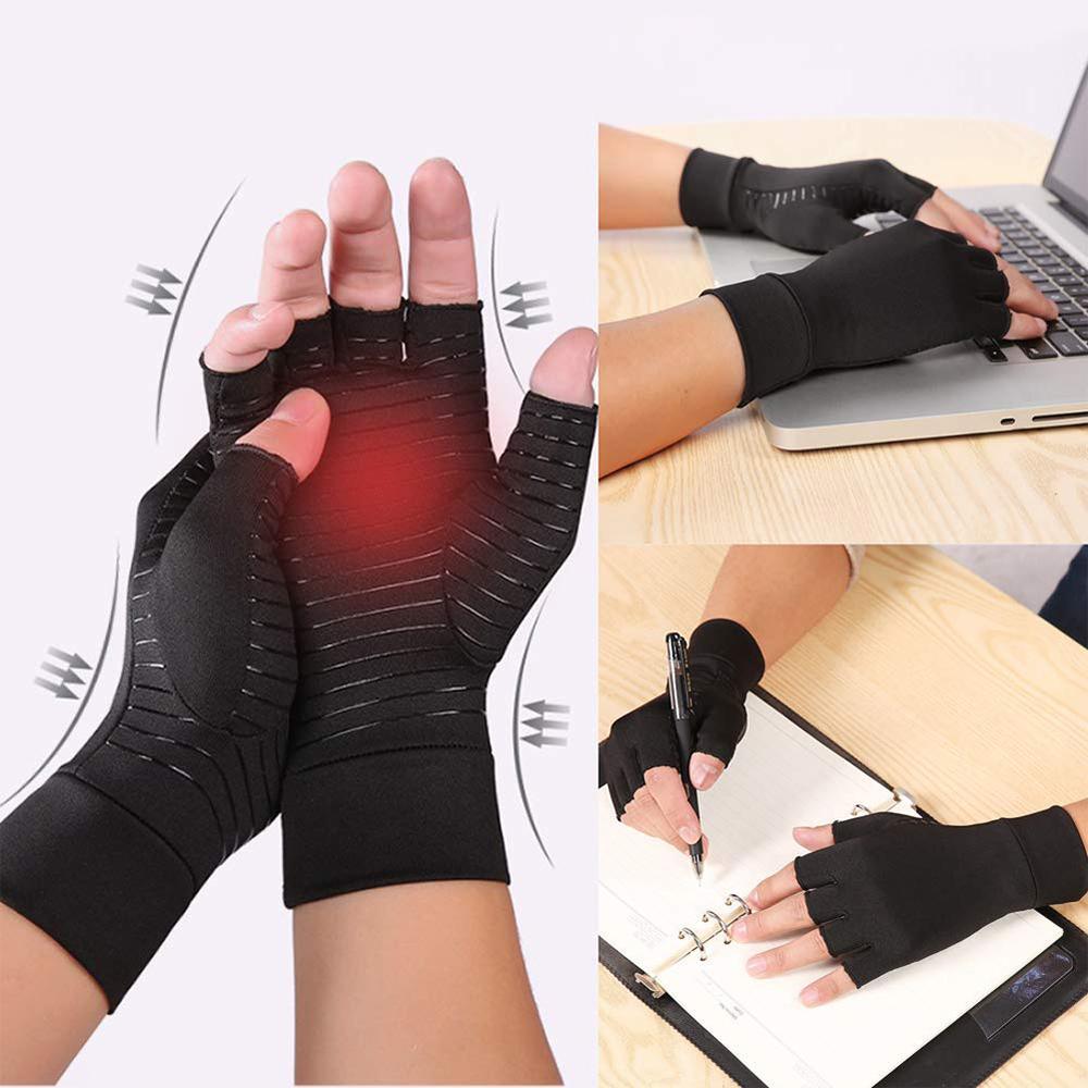 Compression Arthritis Glove Unisex Joint Pain Relief Half Finger Brace - Dealslust