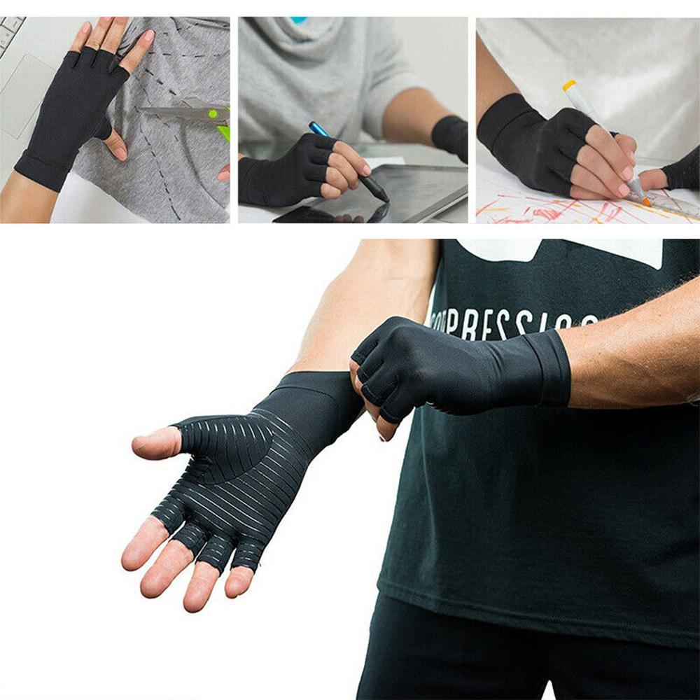 Compression Arthritis Glove Unisex Joint Pain Relief Half Finger Brace - Dealslust