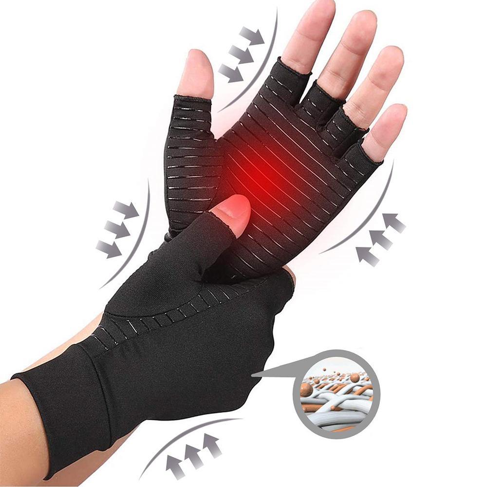 Compression Arthritis Glove Unisex Joint Pain Relief Half Finger Brace - Dealslust