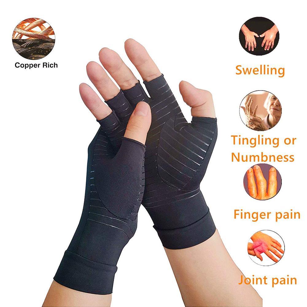 Compression Arthritis Glove Unisex Joint Pain Relief Half Finger Brace - Dealslust