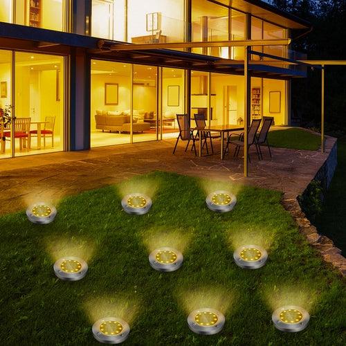 4/8 LEDs Solar Powered Buried Light Outdoor Pathway Garden Decking - Dealslust