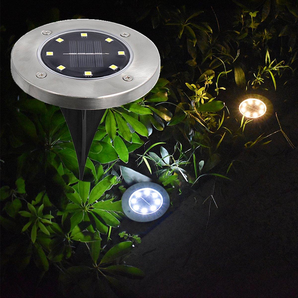 4/8 LEDs Solar Powered Buried Light Outdoor Pathway Garden Decking - Dealslust