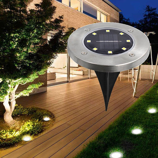 4/8 LEDs Solar Powered Buried Light Outdoor Pathway Garden Decking - Dealslust