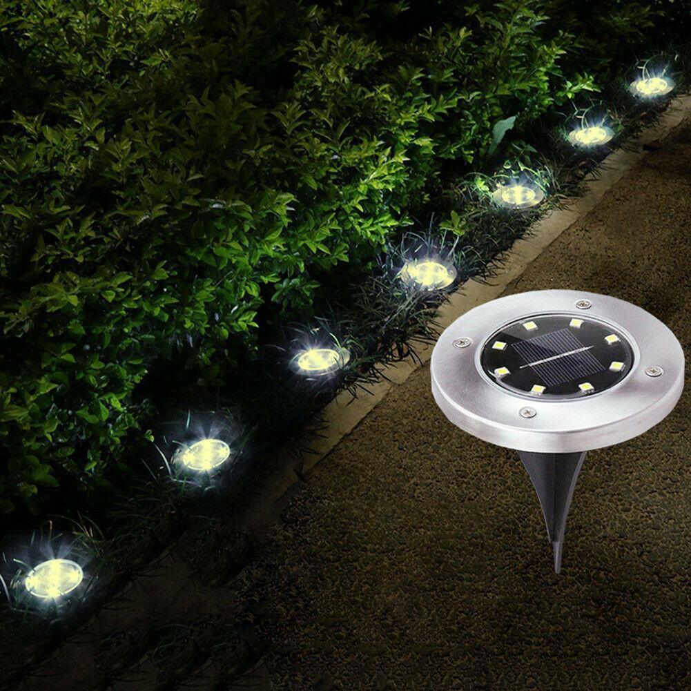 4/8 LEDs Solar Powered Buried Light Outdoor Pathway Garden Decking - Dealslust