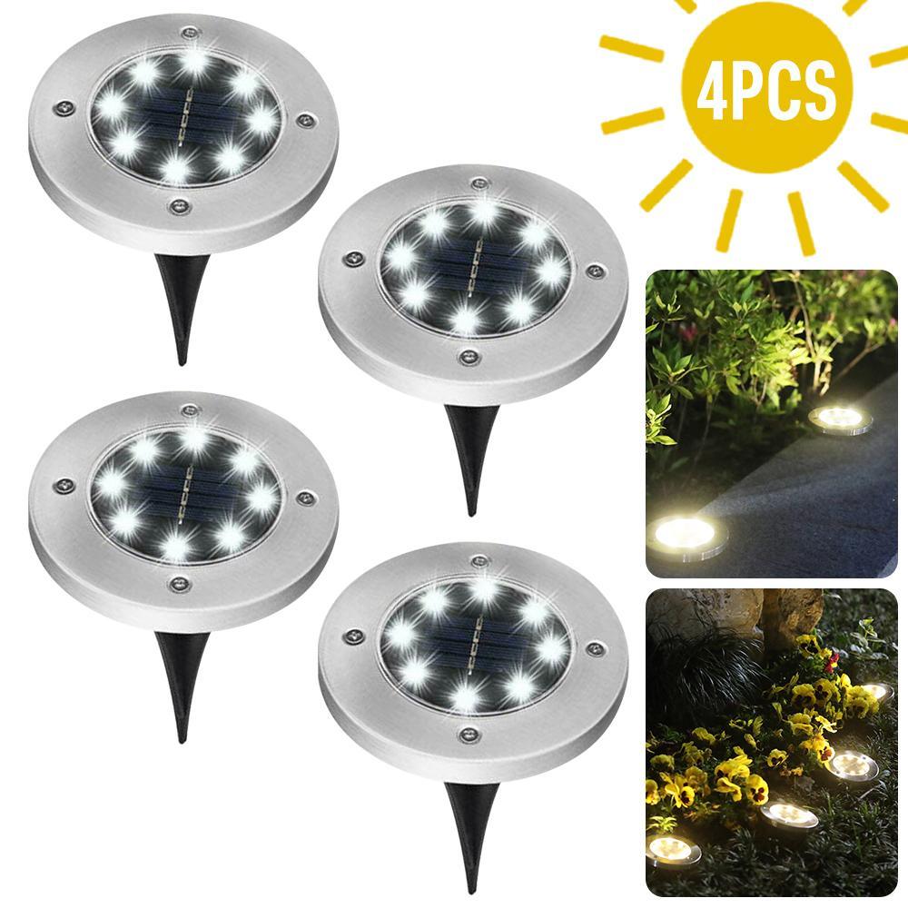 4/8 LEDs Solar Powered Buried Light Outdoor Pathway Garden Decking - Dealslust