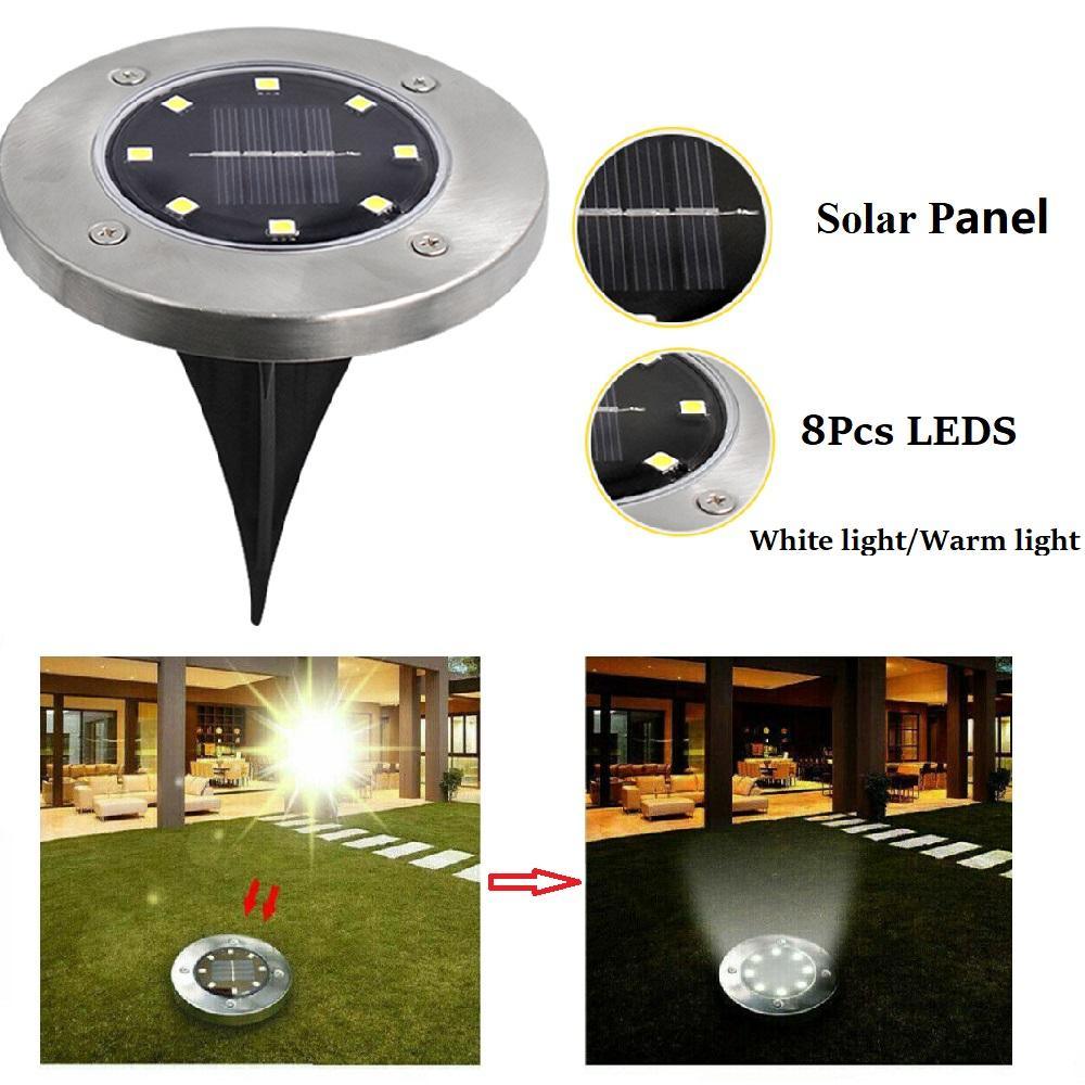 4/8 LEDs Solar Powered Buried Light Outdoor Pathway Garden Decking - Dealslust