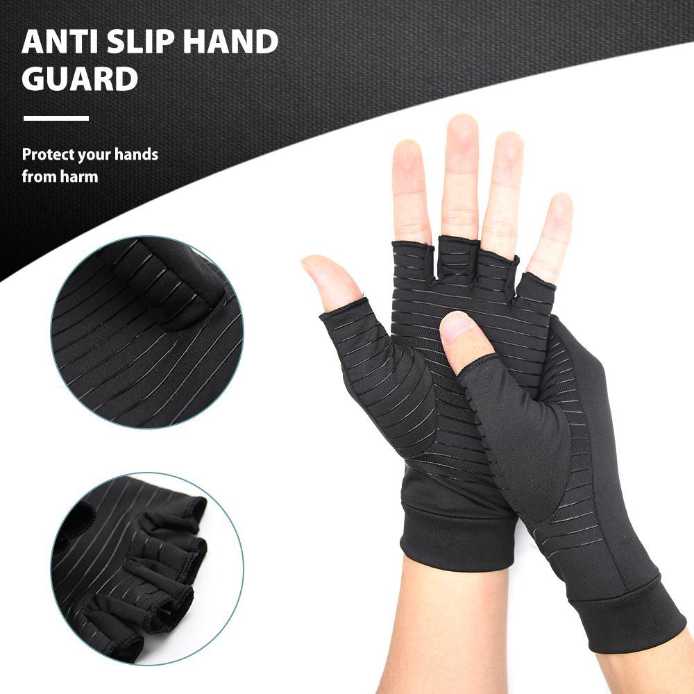 Compression Arthritis Glove Unisex Joint Pain Relief Half Finger Brace - Dealslust