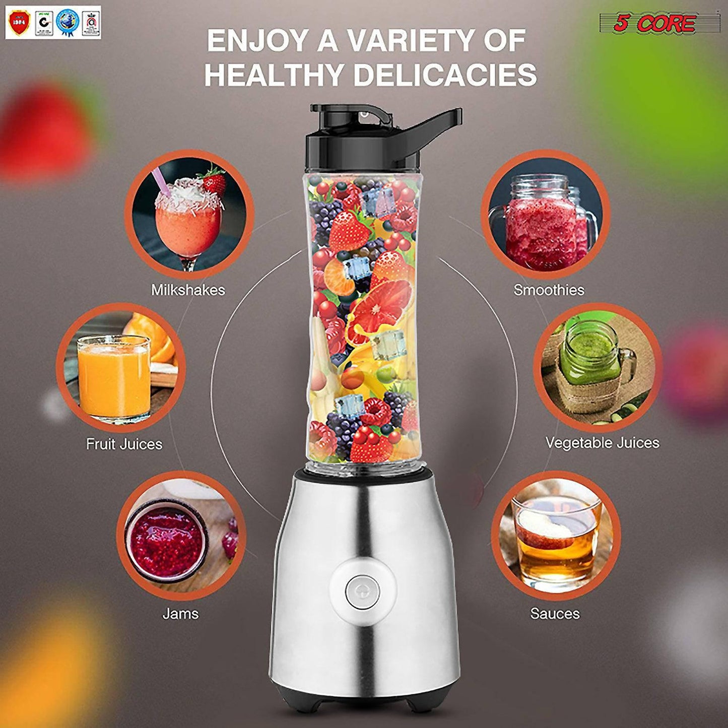 5 Core Portable Blenders For Kitchen 20 Oz Capacity 300W Personal - Dealslust