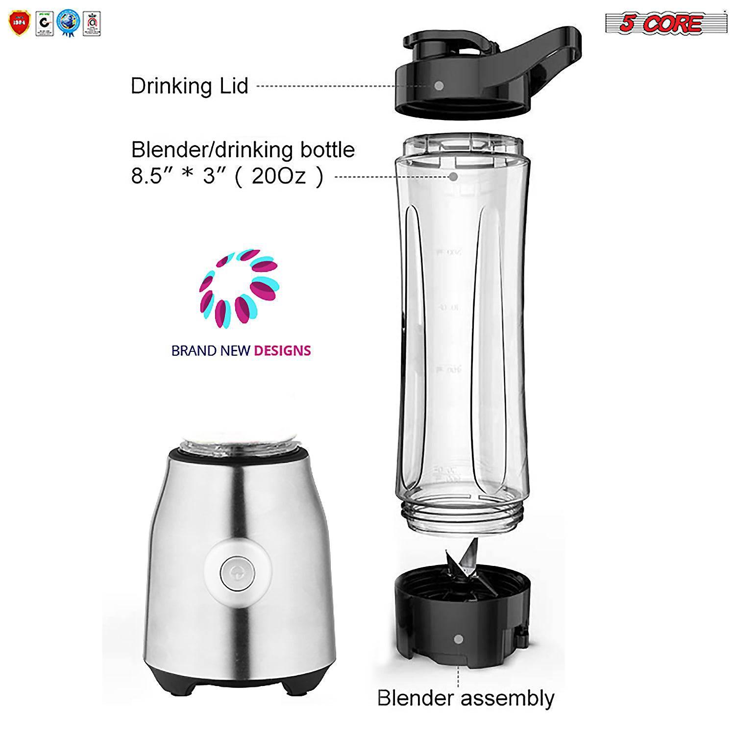 5 Core Portable Blenders For Kitchen 20 Oz Capacity 300W Personal - Dealslust