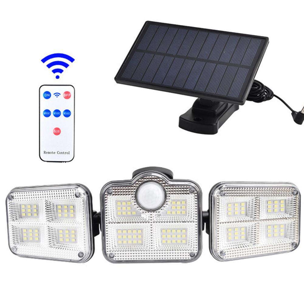 Solar Sensor Light 122 LED 3Head Outdoor Spotlight with 3 Modes - Dealslust