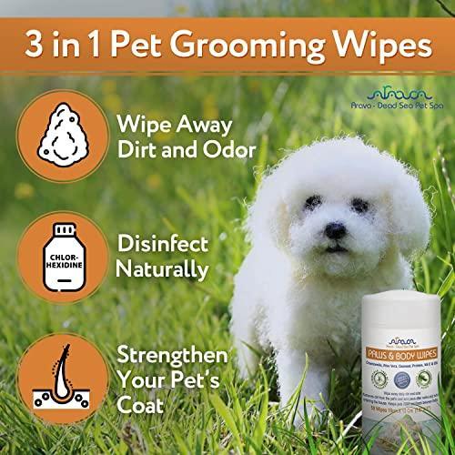 Arava Dog and Cat Wipes for Pet Grooming with Chlorhexidine and Silk - Dealslust