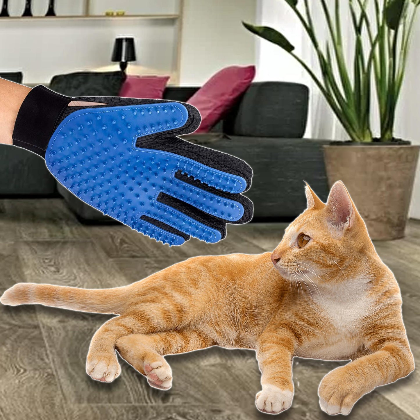 Pet Grooming Gloves Dog Brush Mitts Deshedding Hair Removal Massage - Dealslust