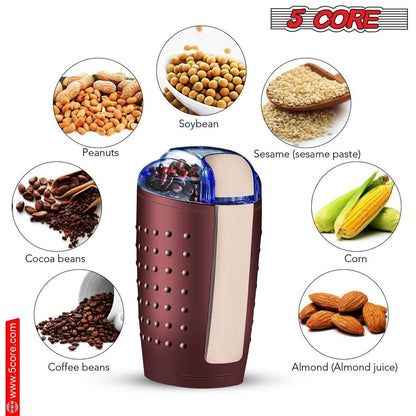 5 Core Coffee Grinder 85 Gram Capacity 150W Electric Bean Spice - Dealslust