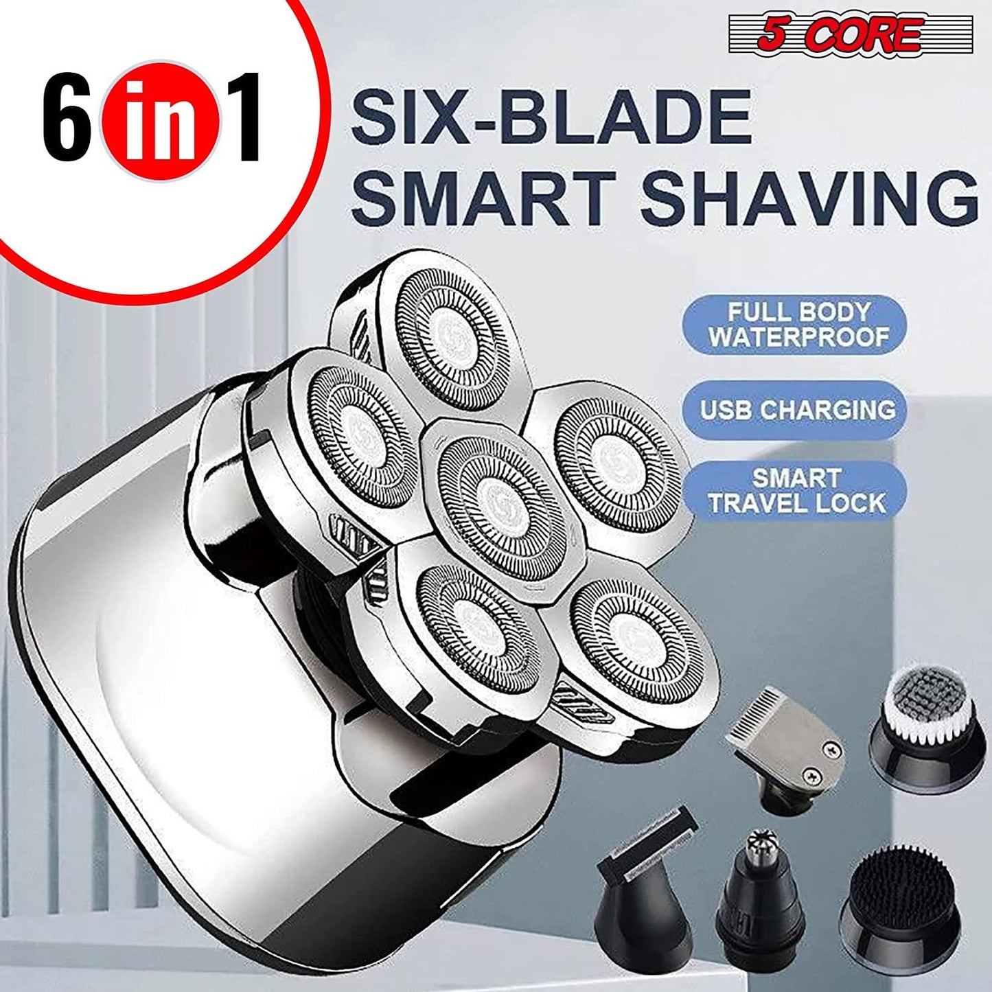 5 Core Electric Razors • 6 Blade Electric Shaver Beard Trimmer • - Dealslust