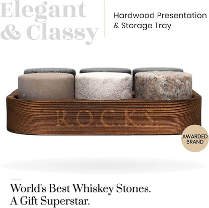 The Original ROCKS Whiskey Chilling Stones - Set of 6 Granite Stones - Dealslust