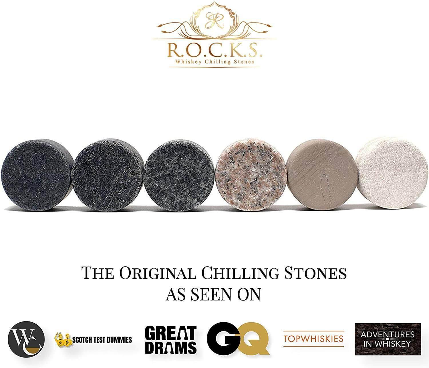 The Original ROCKS Whiskey Chilling Stones - Set of 6 Granite Stones - Dealslust