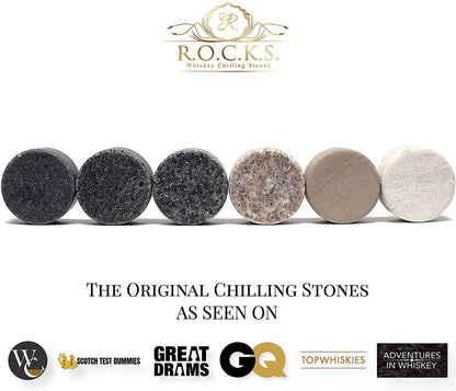 The Original ROCKS Whiskey Chilling Stones - Set of 6 Granite Stones - Dealslust