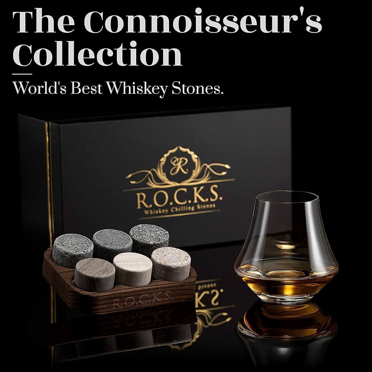 Whiskey Stones & Crystal Nosing Tasting Glass Gift Set - Dealslust