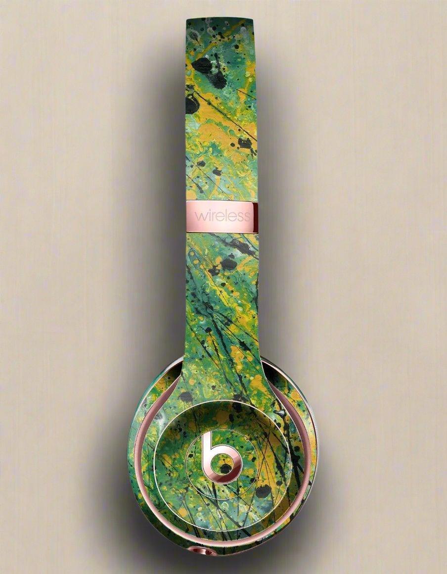 Abstract Wet Paint Green Lines Full-Body Skin Kit for the Beats by Dre - Dealslust