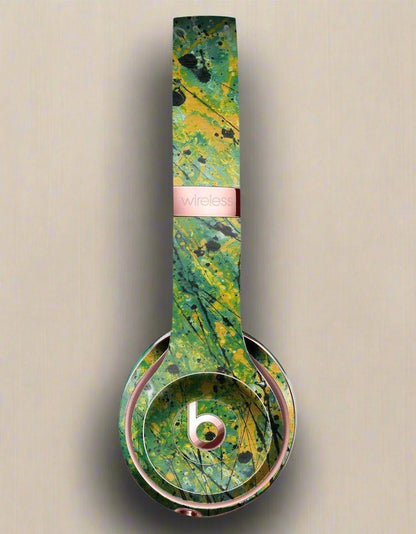 Abstract Wet Paint Green Lines Full-Body Skin Kit for the Beats by Dre - Dealslust