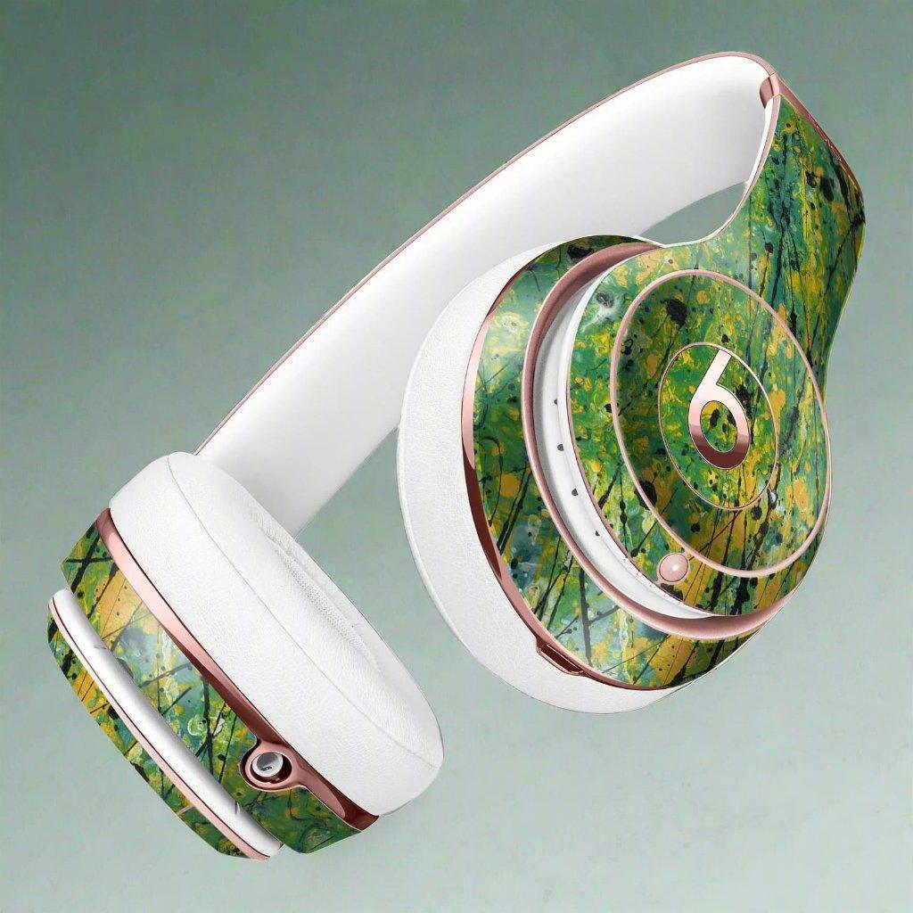Abstract Wet Paint Green Lines Full-Body Skin Kit for the Beats by Dre - Dealslust