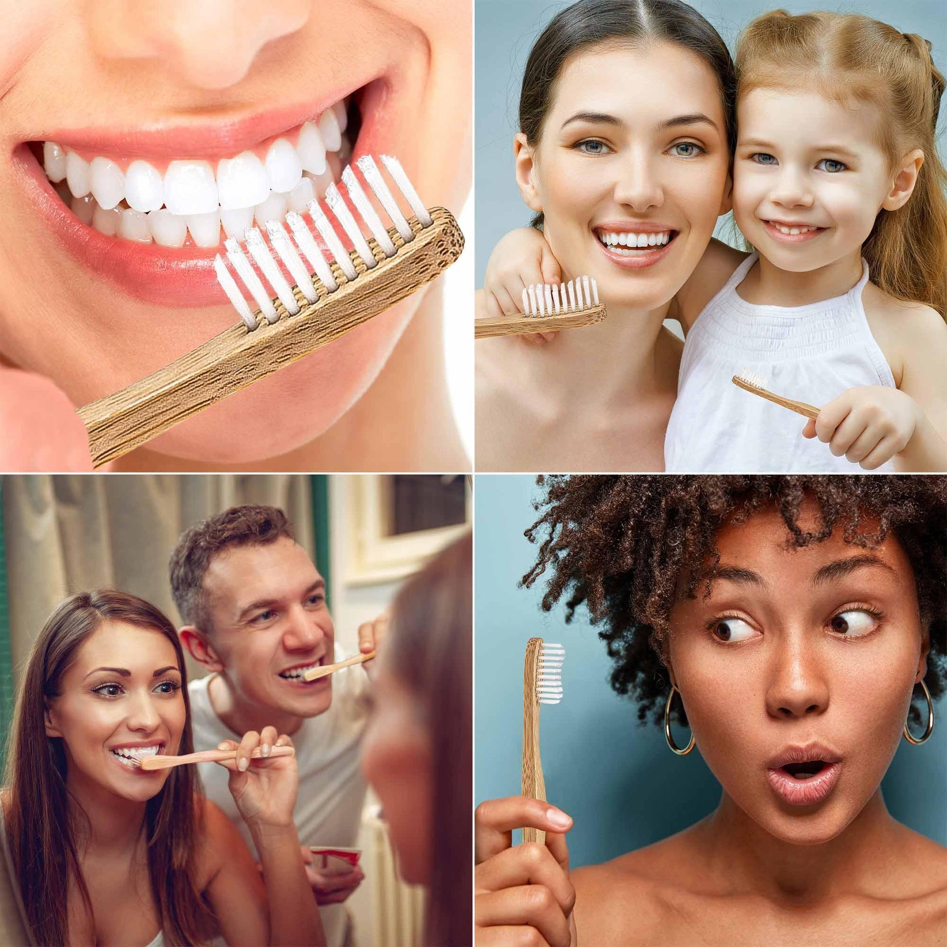 Bamboo Toothbrush Set 5-Pack - Bamboo Toothbrushes Medium Bristles - Dealslust