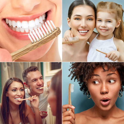 Bamboo Toothbrush Set 5-Pack - Bamboo Toothbrushes Medium Bristles - Dealslust