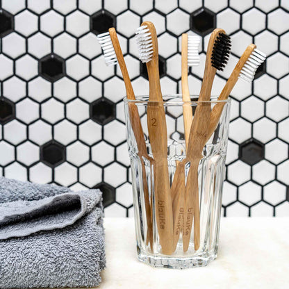 Bamboo Toothbrush Set 5-Pack - Bamboo Toothbrushes Medium Bristles - Dealslust