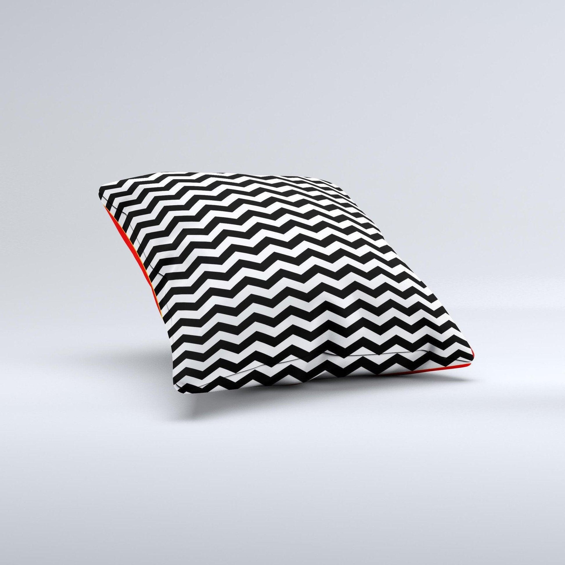 Black White Chevron Pattern V2 Ink-Fuzed Decorative Throw Pillow - Dealslust