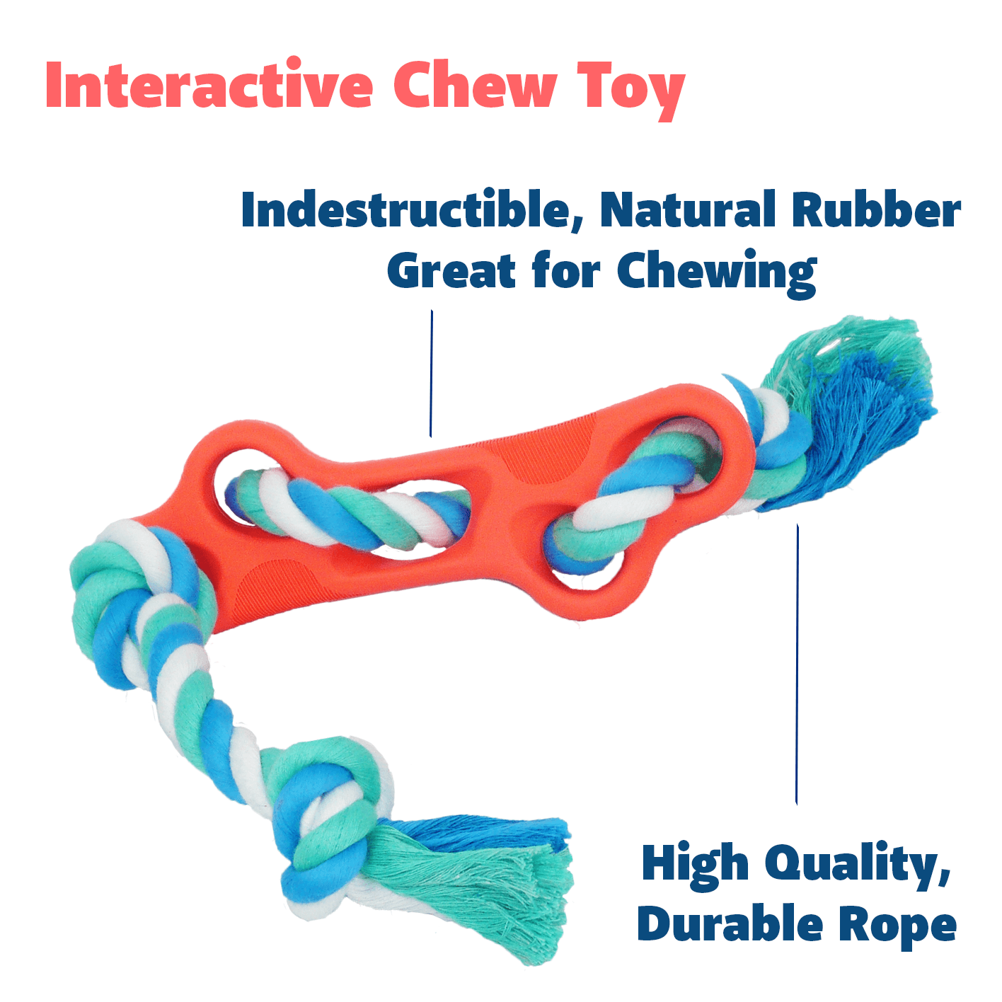 Rubber Bone Dog Chew Toy with Tug Rope -- Great for Active Dogs - Dealslust