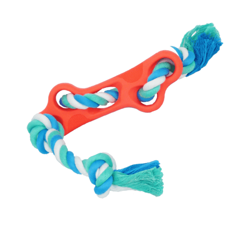 Rubber Bone Dog Chew Toy with Tug Rope -- Great for Active Dogs - Dealslust