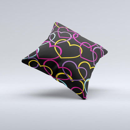 Colorful Vector Hearts Ink-Fuzed Decorative Throw Pillow - Dealslust