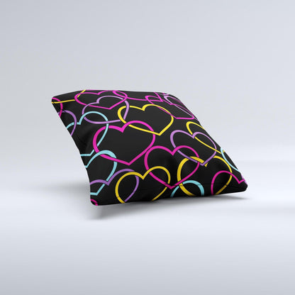 Colorful Vector Hearts Ink-Fuzed Decorative Throw Pillow - Dealslust