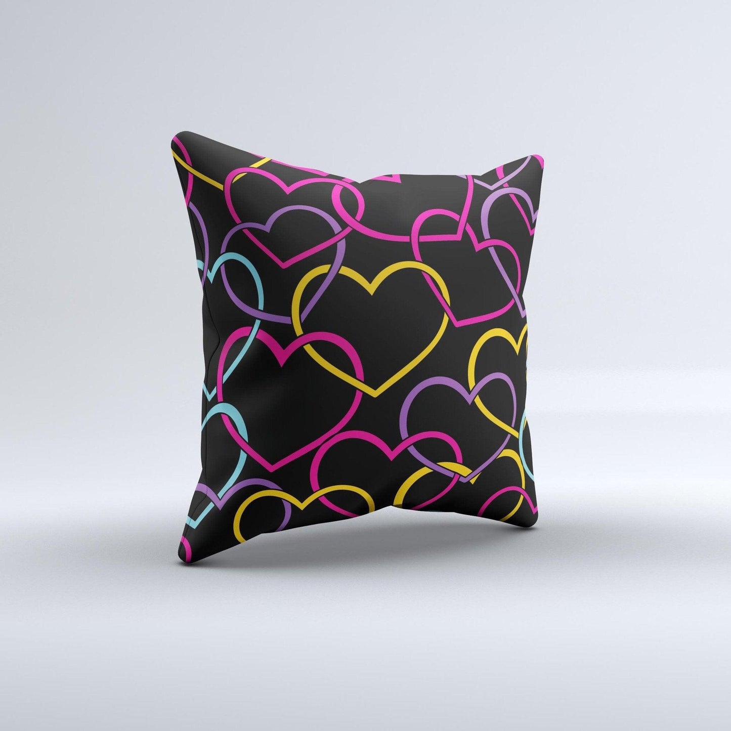 Colorful Vector Hearts Ink-Fuzed Decorative Throw Pillow - Dealslust