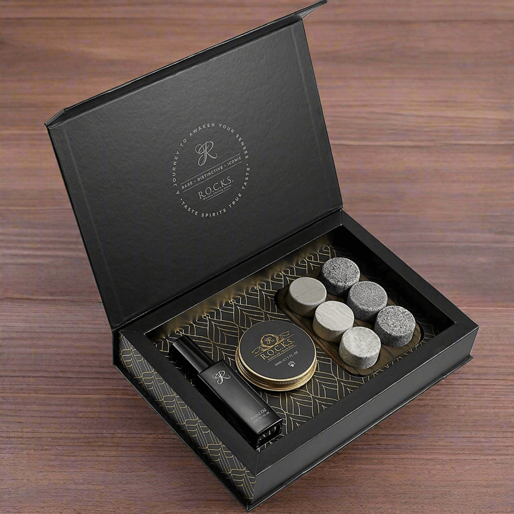 Whiskey Stones & Beard Care Grooming Kit Gift Set -  Sandalwood Scent - Dealslust