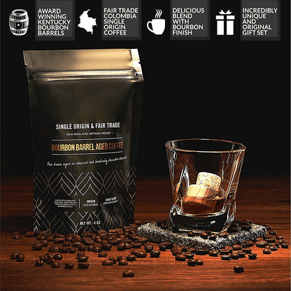 Whiskey Stones & Kentucky Bourbon Barrel Aged Coffee Tasting Gift Set - Dealslust