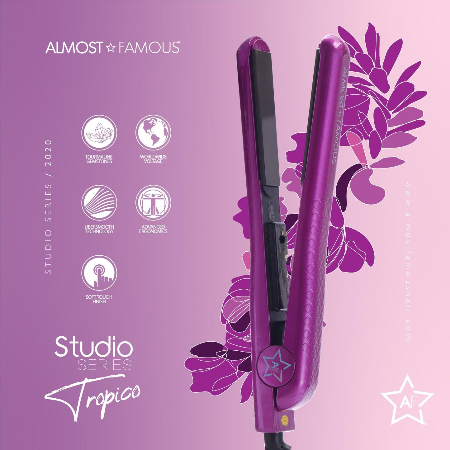 Almost Famous 1.25" Tropico Studio Flat Iron with Waterprint Design - Dealslust