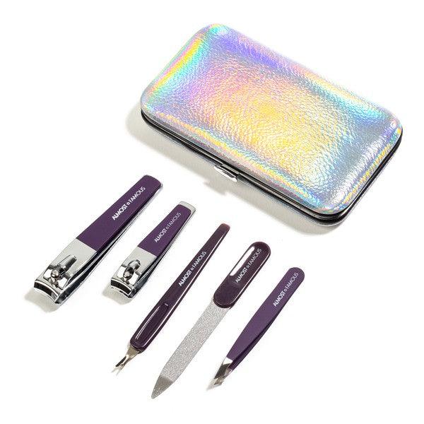 Almost Famous Manicure Kit w/ Silver Holographic travel case - Dealslust