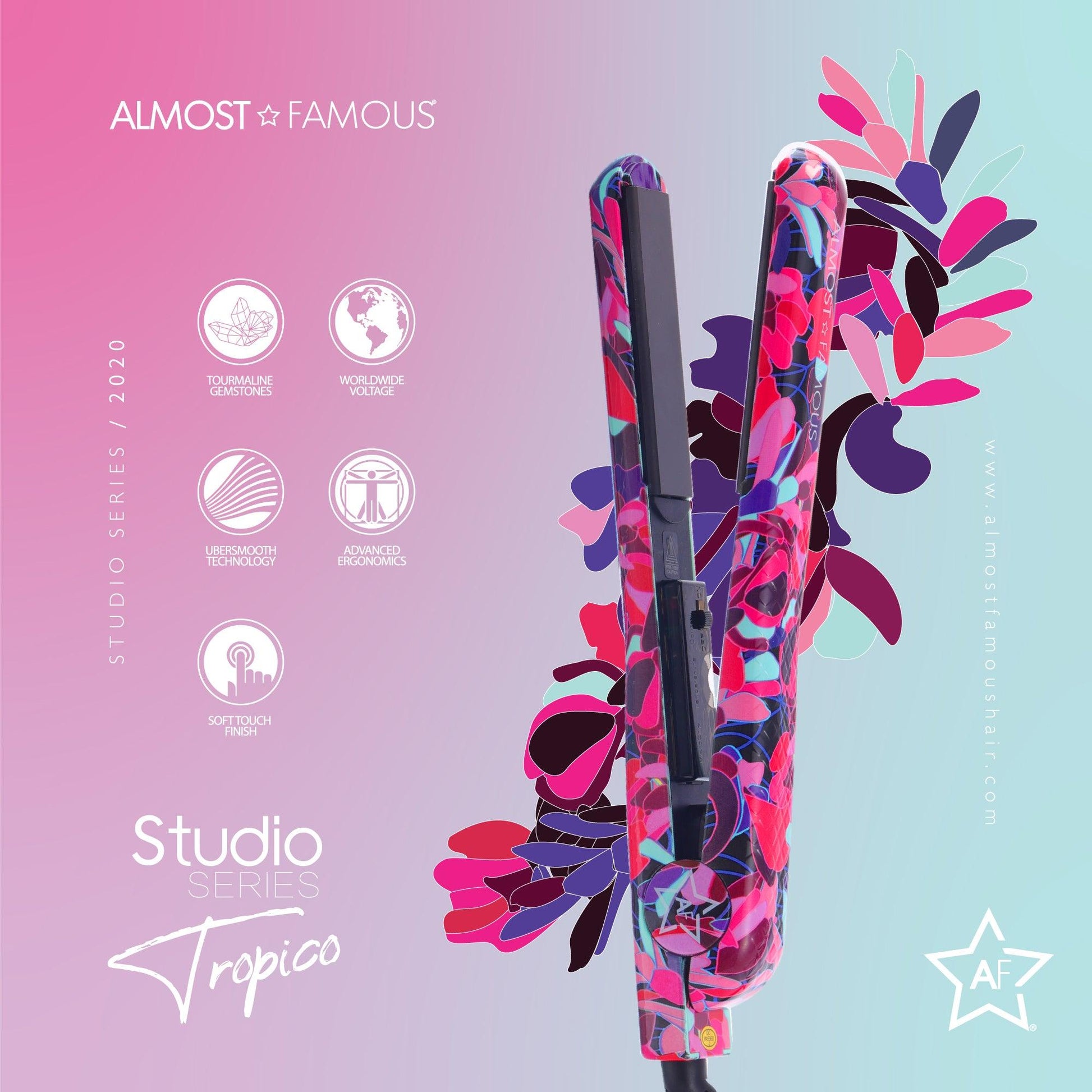 Almost Famous 1.25" Tropico Studio Flat Iron with Waterprint Design - Dealslust