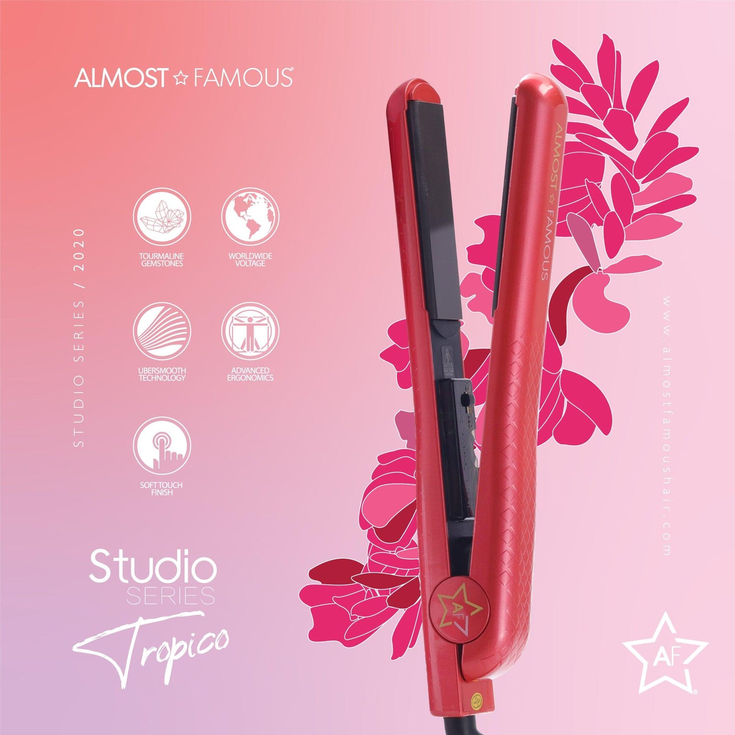 Almost Famous 1.25" Tropico Studio Flat Iron with Waterprint Design - Dealslust